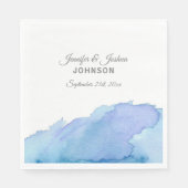 Wasserfarbe Blau Aquamarin Türkis Hochzeit Wasser Serviette (Vorderseite)