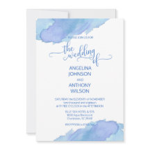 Wasserfarbe Blau Aquamarine Lila Hochzeitseinladun