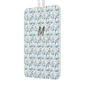 Wasserfarbe Blau Blatt Mosaik Feine Kunst Monogram Autolufterfrischer (Links)