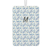 Wasserfarbe Blau Blatt Mosaik Feine Kunst Monogram Autolufterfrischer (Rückseite)