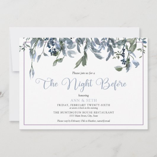 Wasserfarbe Blau Blüte Vor der Nacht Einladung (Vorderseite)