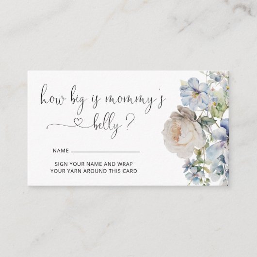 Wasserfarbe Blau Blüte Wie groß ist Mama's Bauch Begleitkarte (Vorderseite)