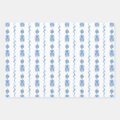 Wasserfarbe Blau Chinoiserie Ornamente Geschenkpapier Set (Vorderseite 2)