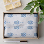 Wasserfarbe Blau Chinoiserie Ornamente Seidenpapier (Geschenk)