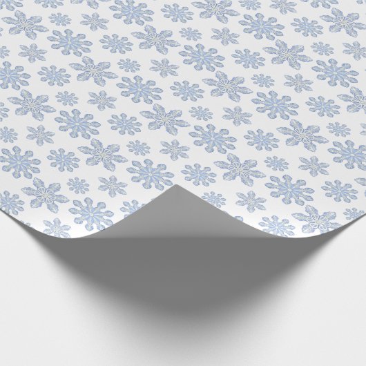 Wasserfarbe Blau Designer Schneeflocke Geschenkpapier (Ecke)