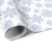 Wasserfarbe Blau Designer Schneeflocke Geschenkpapier (Rolleneckpunkt)