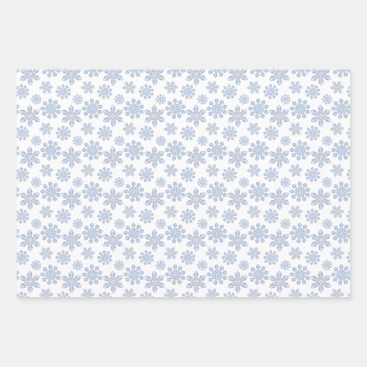 Wasserfarbe Blau Designer Schneeflocke Geschenkpapier Set (Vorderseite)