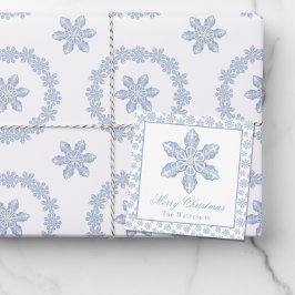 Wasserfarbe Blau Designer Snowflake Geschenkverpac Mitteilungskarte