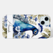 Wasserfarbe Blau Einzigartiger Pfau Benutzerdefini Case-Mate iPhone Hülle (Rückseite (Horizontal))