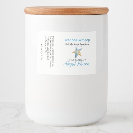 Wasserfarbe Blau Elfenbein handgemachte Seifenkenn Lebensmitteletikett (Vorderseite)