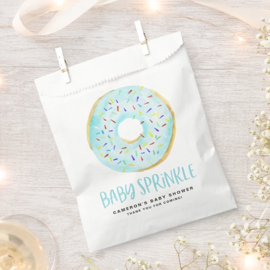 Wasserfarbe Blau Glazed Donut Baby Sprinkle Geschenktütchen (Ausgeschnitten)