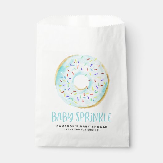 Wasserfarbe Blau Glazed Donut Baby Sprinkle Geschenktütchen (Vorderseite)