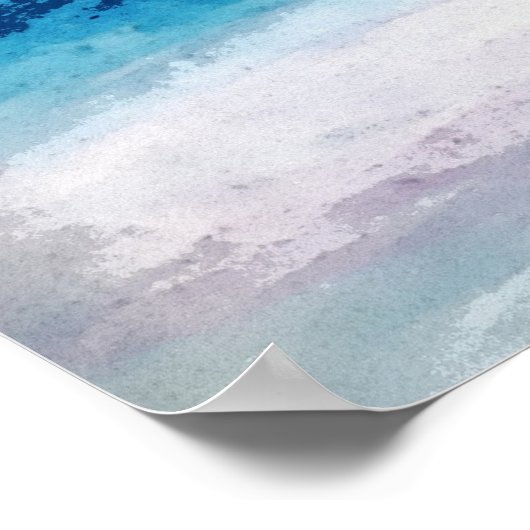 Wasserfarbe Blau Gletschersee Ice Landschaft Poster (Ecke)