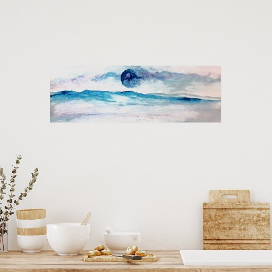 Wasserfarbe Blau Gletschersee Ice Landschaft Poster (Küche)