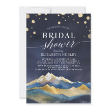 Wasserfarbe Blau-goldfarbene Wälder Brautparty