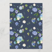 Wasserfarbe Blau Hydrangea Blume Babydusche Hinweiskarte (Rückseite)