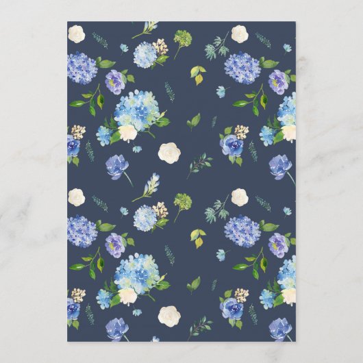 Wasserfarbe Blau Hydrangea Gut Wünsche für das Bab Hinweiskarte (Rückseite)