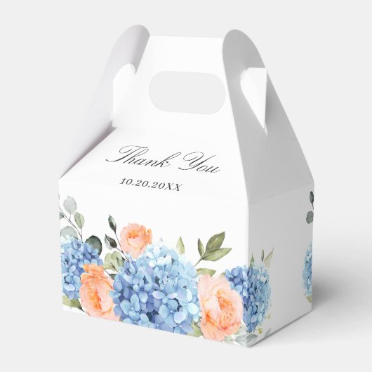 Wasserfarbe Blau Hydrangea Roses Geschenk Hochzeit Geschenkschachtel (Rückseite)
