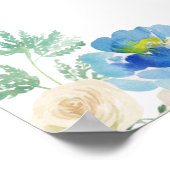 Wasserfarbe Blau Hydrangeas Probe Abendessen Poster (Ecke)