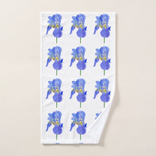 Wasserfarbe Blau Iris Blumen Handtuch (Handtuch)