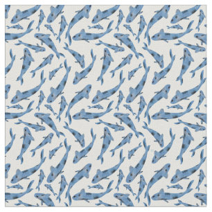 Wasserfarbe Blau Koi Fischmuster Stoff