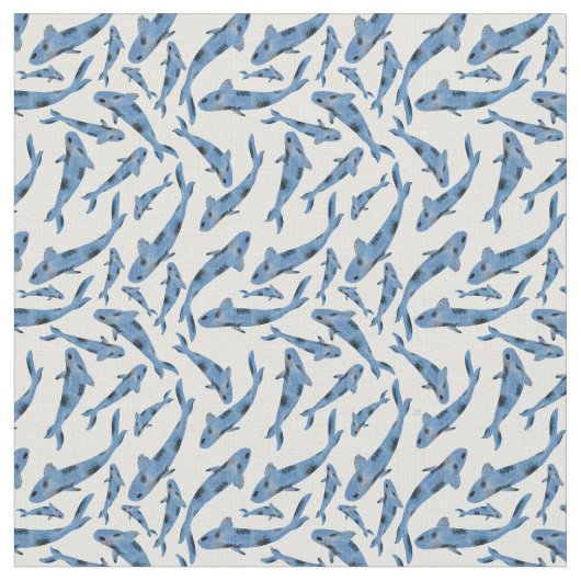 Wasserfarbe Blau Koi Fischmuster Stoff (Nahaufnahme)