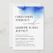 Wasserfarbe Blau nautische moderne einfache Hochze Einladung (Vorderseite)