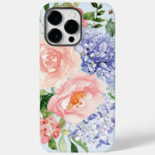Wasserfarbe Blau Pink Hydrangea Peony Spring Flora Case-Mate iPhone Hülle (Rückseite)