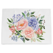 Wasserfarbe Blau Pink Hydrangea Peony Spring Flora Große Geschenktüte (Vorderseite)