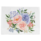 Wasserfarbe Blau Pink Hydrangea Peony Spring Flora Große Geschenktüte (Rückseite)