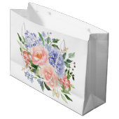 Wasserfarbe Blau Pink Hydrangea Peony Spring Flora Große Geschenktüte (Vorderseite Schrägansicht)