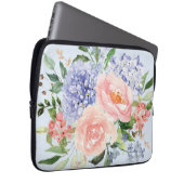 Wasserfarbe Blau Pink Hydrangea Peony Spring Flora Laptopschutzhülle (Vorne Rechts)