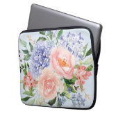 Wasserfarbe Blau Pink Hydrangea Peony Spring Flora Laptopschutzhülle (Vorderseite Links)