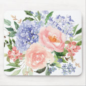 Wasserfarbe Blau Pink Hydrangea Peony Spring Flora Mousepad (Vorne)