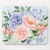 Wasserfarbe Blau Pink Hydrangea Peony Spring Flora Mousepad (Vorne)