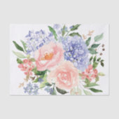 Wasserfarbe Blau Pink Hydrangea Peony Spring Flora Seidenpapier (Vorderseite)