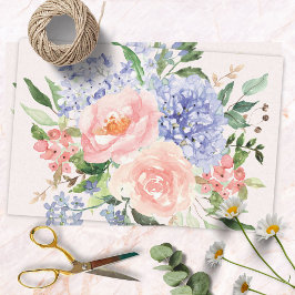 Wasserfarbe Blau Pink Hydrangea Peony Spring Flora Seidenpapier