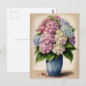 Wasserfarbe Blau Pink Lila Hydrangea Blume Postkarte (Vorne/Hinten)