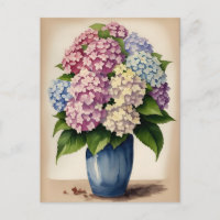 Wasserfarbe Blau Pink Lila Hydrangea Blume