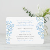 Wasserfarbe Blau Platterbsen Gedicht Junge Babydus Einladung (Stehend Vorderseite)