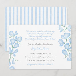 Wasserfarbe Blau Platterbsen Gedicht Junge Babydus Einladung