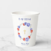 Wasserfarbe Blau-Rote Blütenblätterkreuz Pappbecher (Vorderseite)