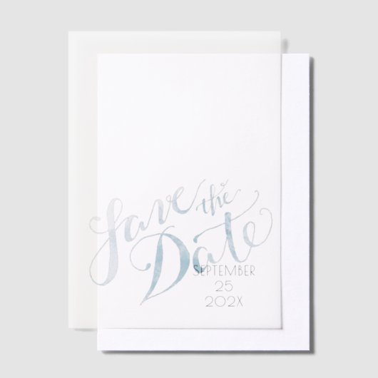Wasserfarbe Blau Save the Date Overlay Pergament Einladungen (Versetzt)