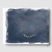 Wasserfarbe Blau und Gold Elegant Gästebuch (Rückseite)