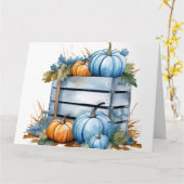 Wasserfarbe Blau und Orange Pumpkiste Karte (Gelbe Blume)