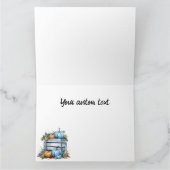 Wasserfarbe Blau und Orange Pumpkiste Karte (Innenseite)