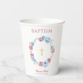 Wasserfarbe Blau- und rosa Blumenkreuz Pappbecher (Rückseite)