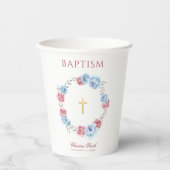 Wasserfarbe Blau- und rosa Blumenkreuz Pappbecher (Vorderseite)