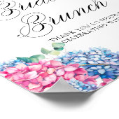 Wasserfarbe Blau und Rosa Hydrangeas Bridal Brunch Poster (Ecke)