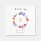 Wasserfarbe Blau und Rote Flora Wreath Napkins Serviette (Vorderseite)